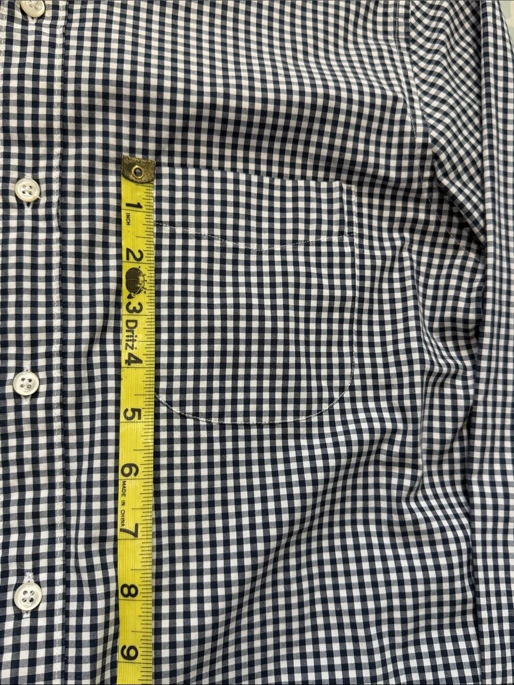 J. Crew Navy and White Gingham Button-Down Shirt